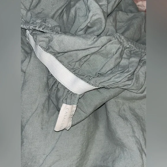 Casaluna ~ Green 100% Linen Sheet Set~Full - Picture 9 of 11